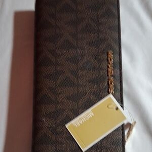 Michael Kors Dark Brown Wallet with Gold Accents